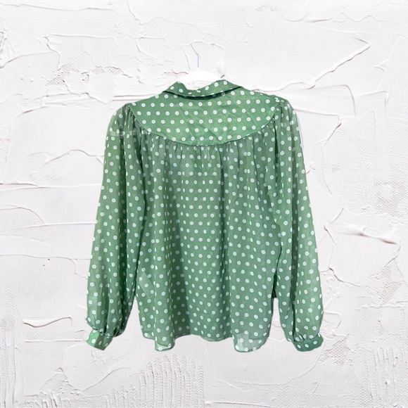Topshop | Sheer Green Polka Dot Shirt - Picture 2 of 3
